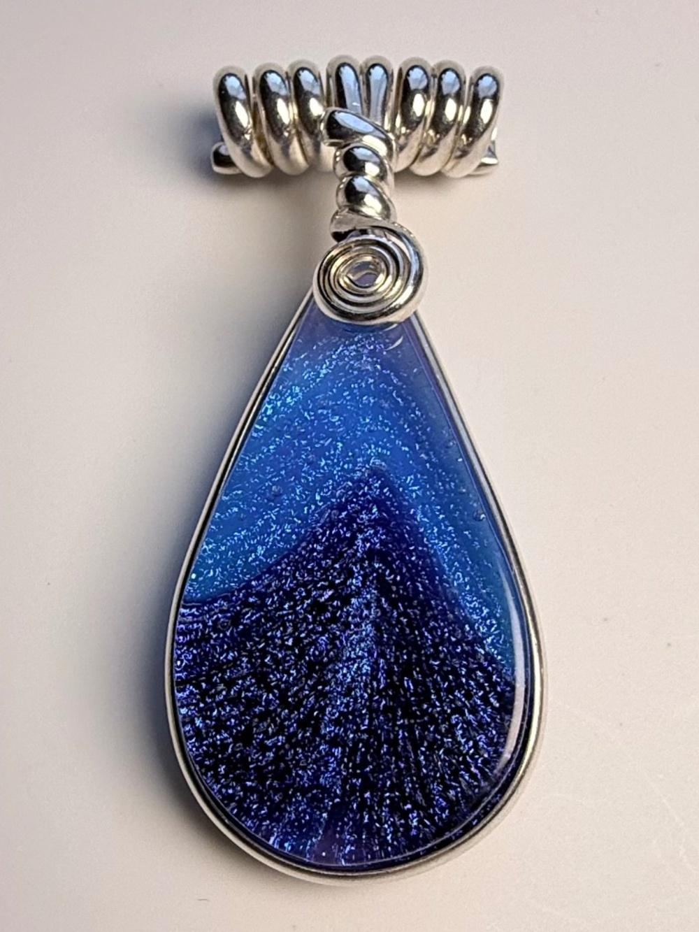 Teardrop Glass Pendant in Silver Setting
